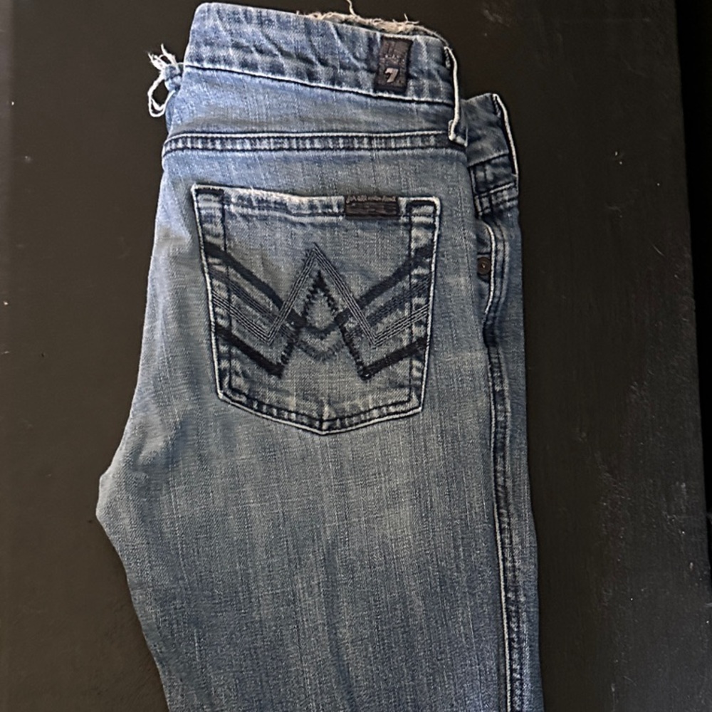 7 For All Mankind Medium Blue Straight Leg Jeans